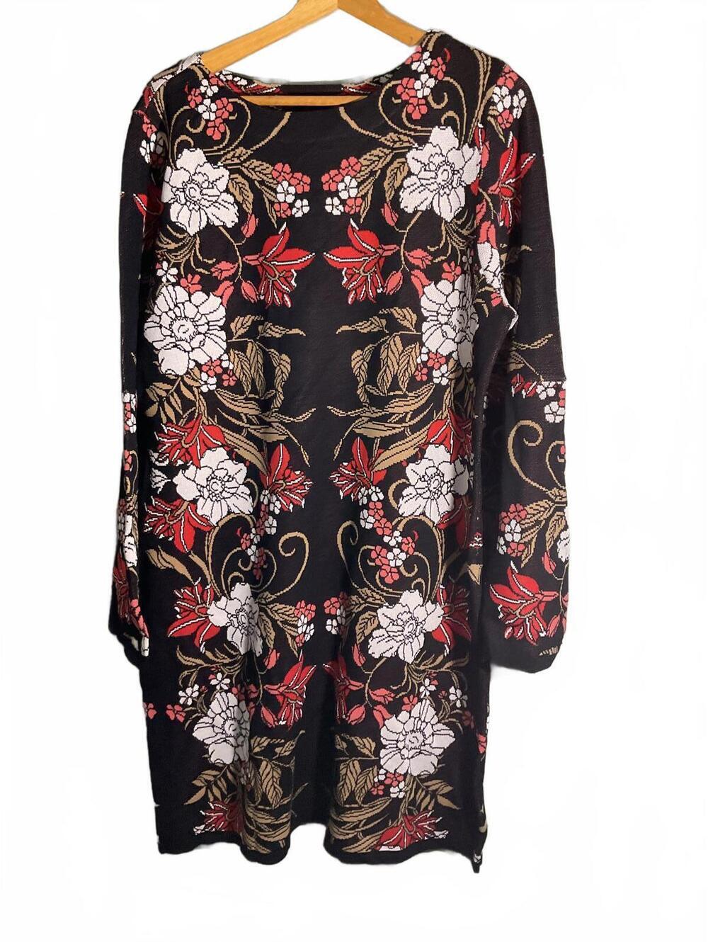 Boston Proper Bell Sleeve Beautiful Floral Sweater Dress XL - Picture 2 of 10